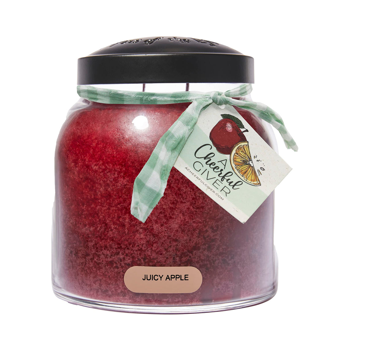A Cheerful Giver Juicy Apple candle jar for inviting, fresh fragrance in any room