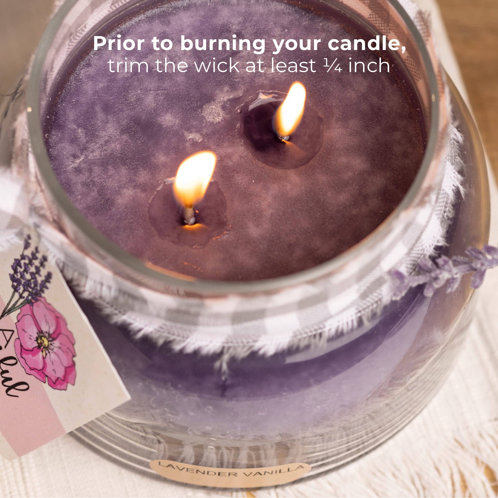 A Cheerful Giver Keepers of the Light candle shines with violet hue and soothing scent.