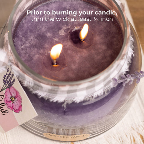 A Cheerful Giver Keepers of the Light candle shines with violet hue and soothing scent.