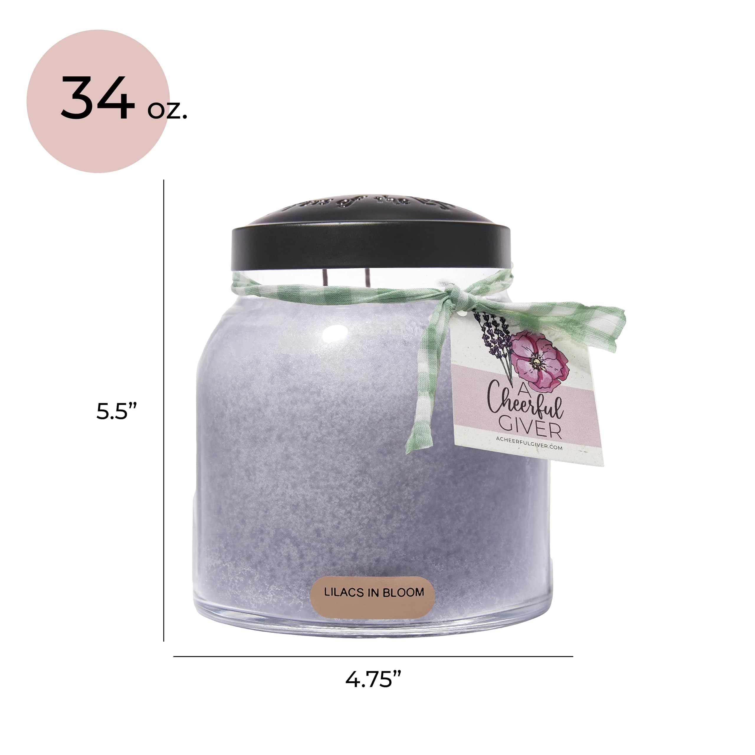 A Cheerful Giver lead-free wick; clean burn and steady fragrance release.
