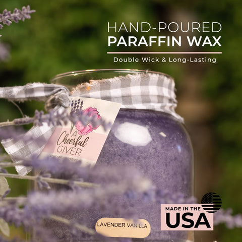 A Cheerful Giver USA-made candle supports local craft while enhancing any room's warmth.