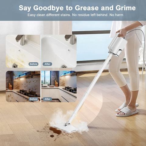 ACHTFACH 6-in-1 steam mop detachable tank reduces refills and spills