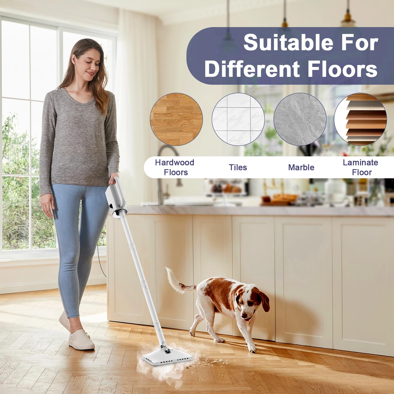ACHTFACH extendable pole allows height adjustment for comfortable use.