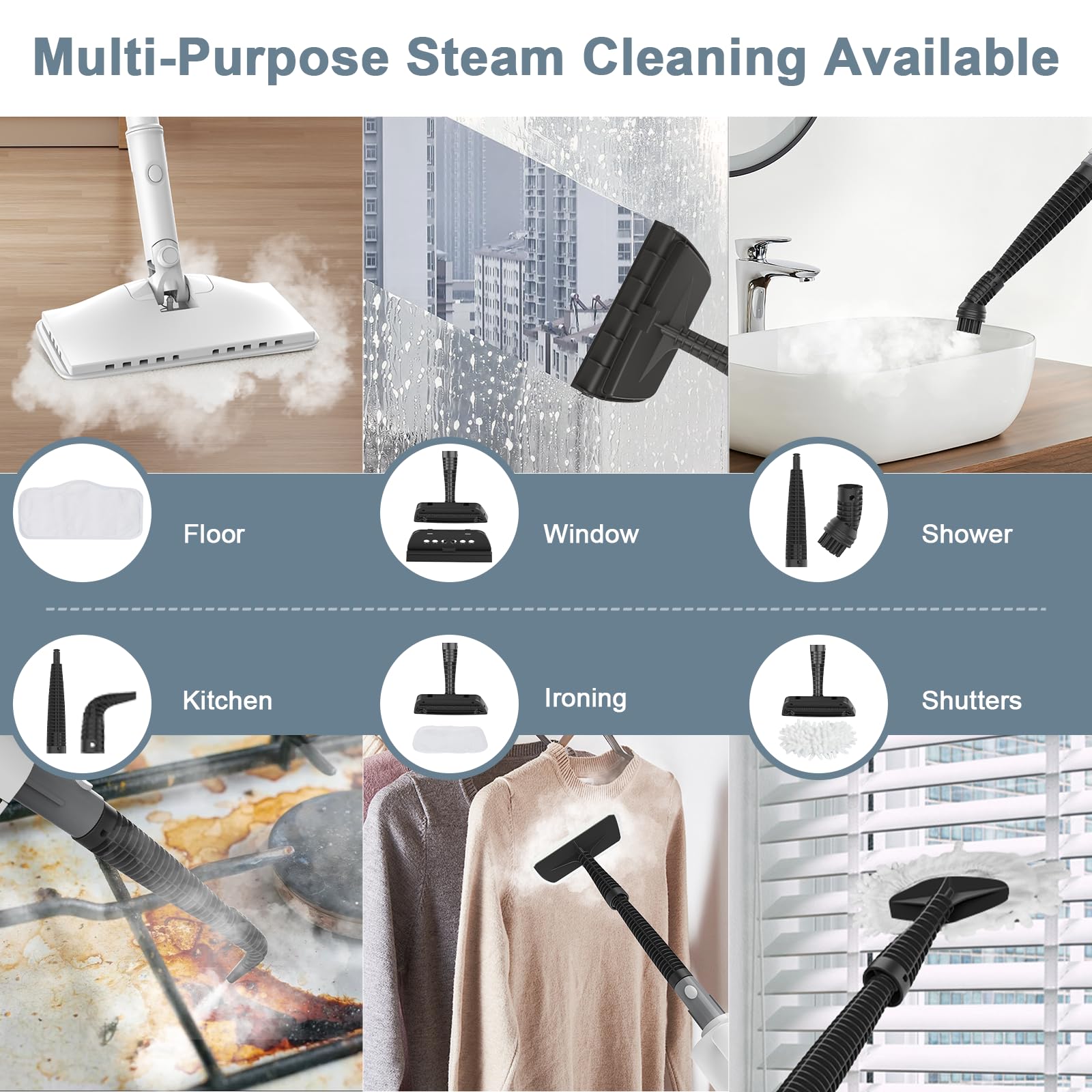ACHTFACH 6-in-1 steam mop washable pads for multiple surfaces