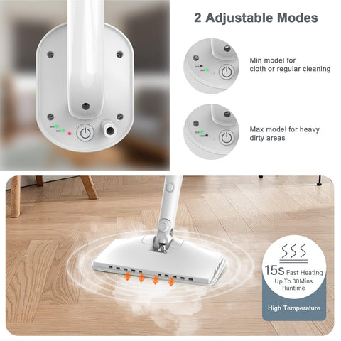 ACHTFACH Steam Mop Azure machine-washable pads with extra set included.