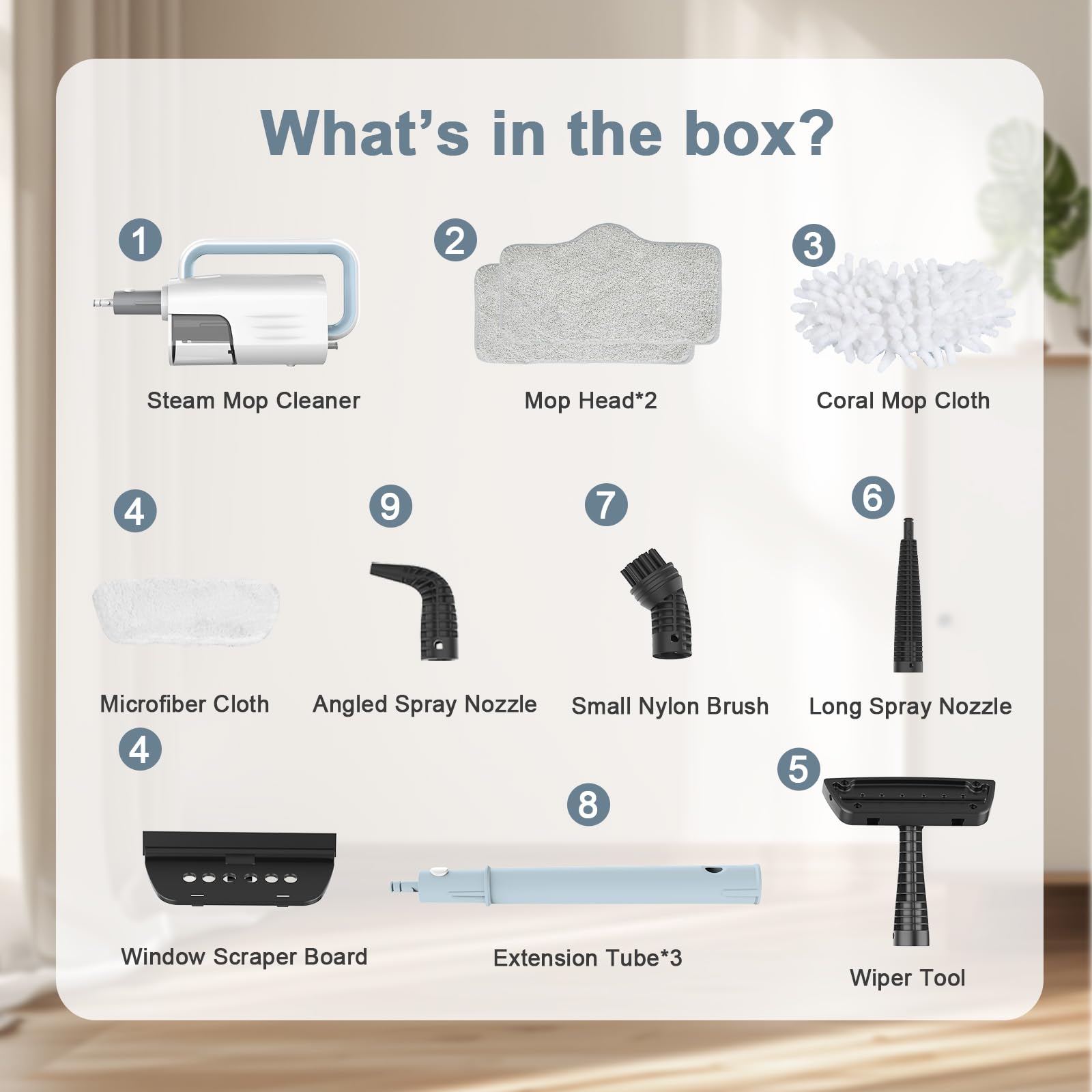 ACHTFACH Steam Mop Azure setup and online support ready for use.