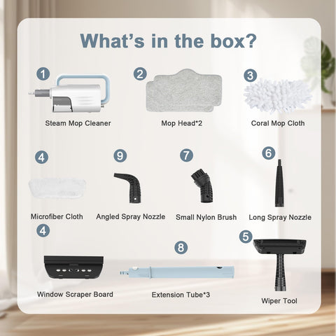 ACHTFACH Steam Mop Azure setup and online support ready for use.