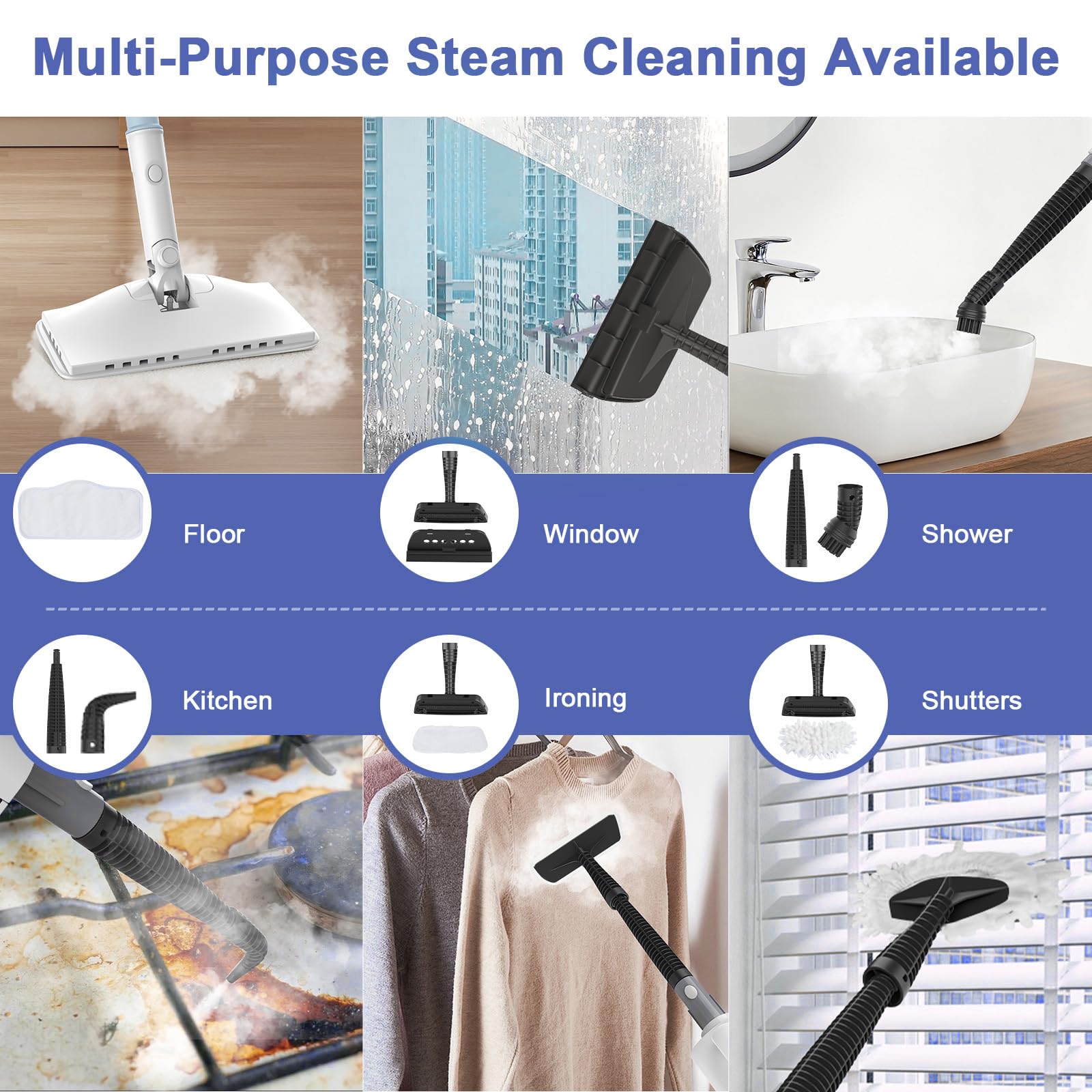 ACHTFACH mop's removable 400ml tank facilitates quick refills during cleaning sessions.