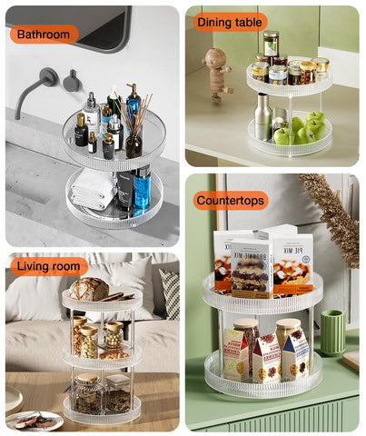 Acina multipurpose rotating shelf fits kitchen, vanity, and cabinets effortlessly.