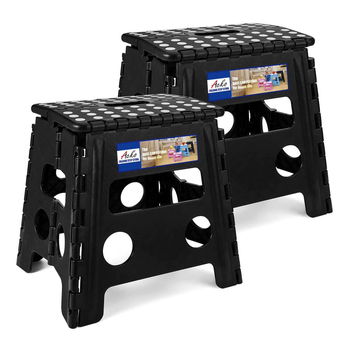 ACKO 2PACK folding step stool closed for compact storage.