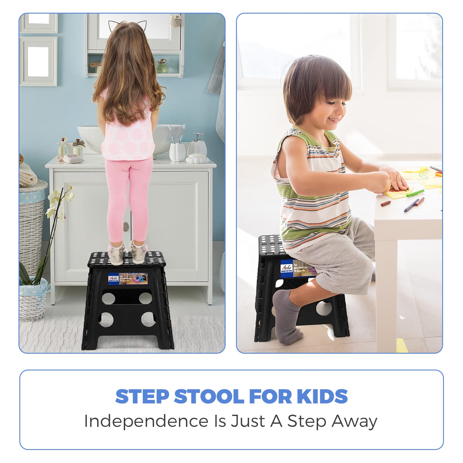 ACKO 2PACK folding step stool open at 13-inch height.