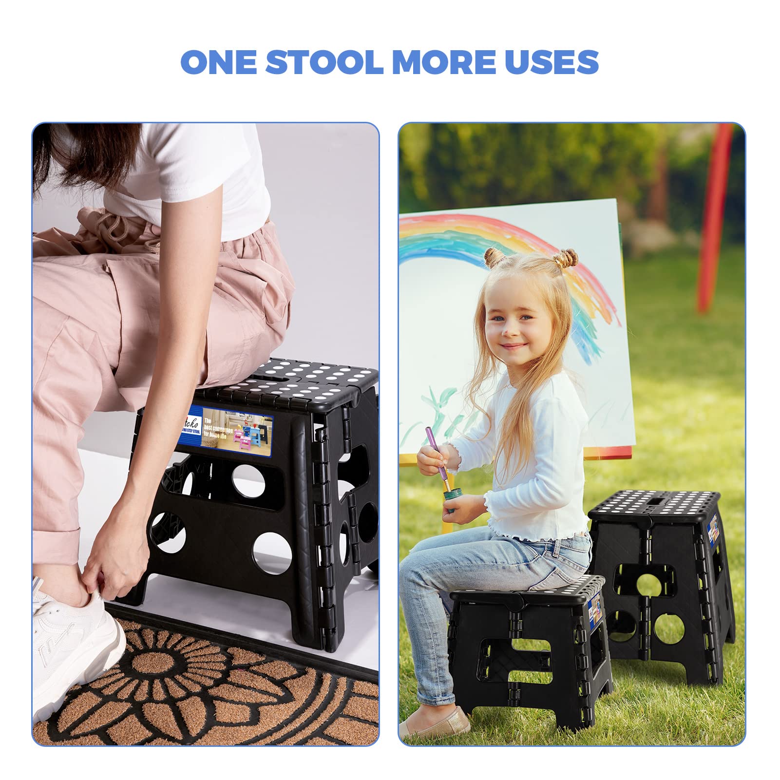 ACKO 2PACK heavy duty plastic stool ready for kitchen tasks.