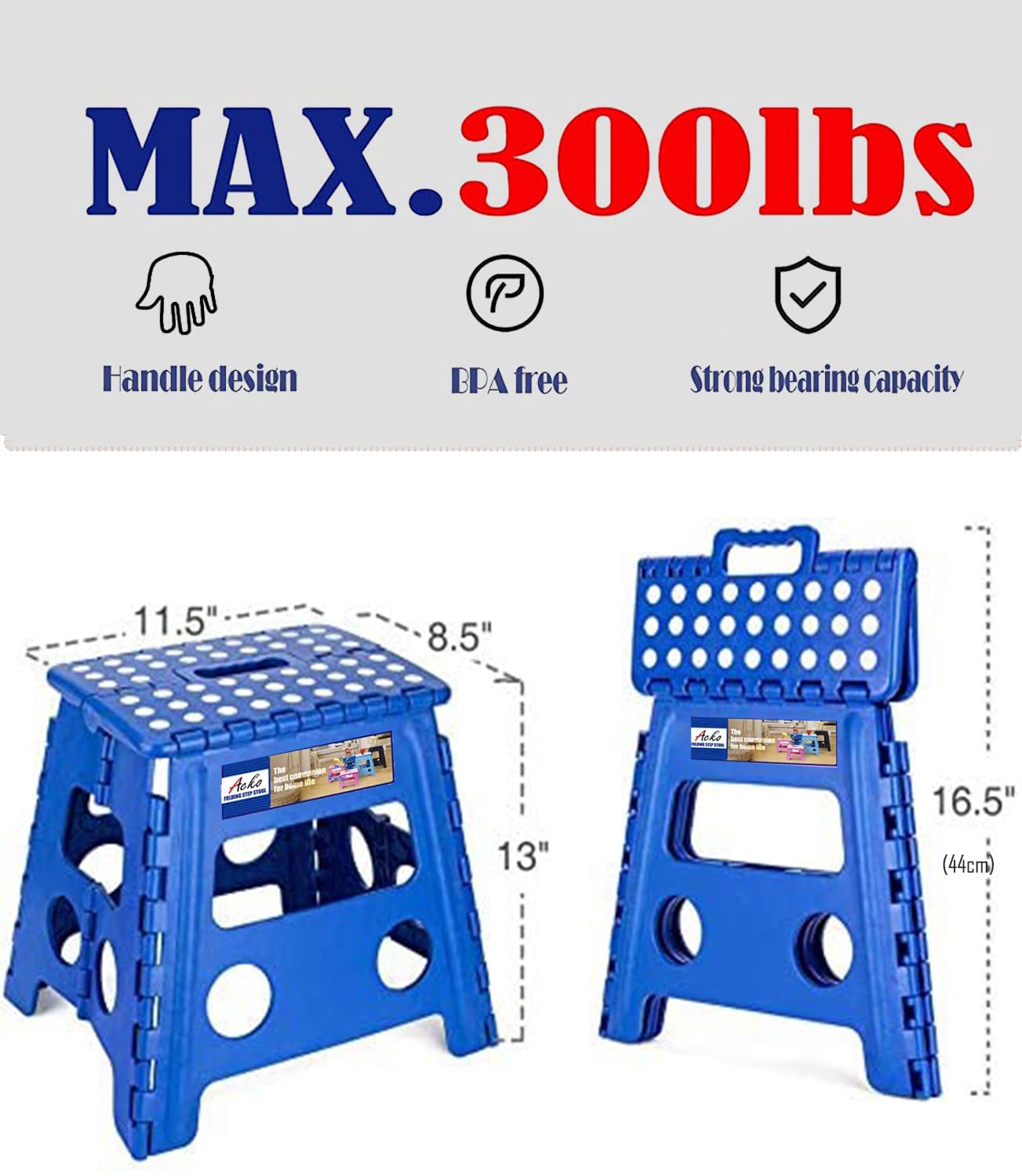 ACKO stool in kitchen helping reach high shelves safely