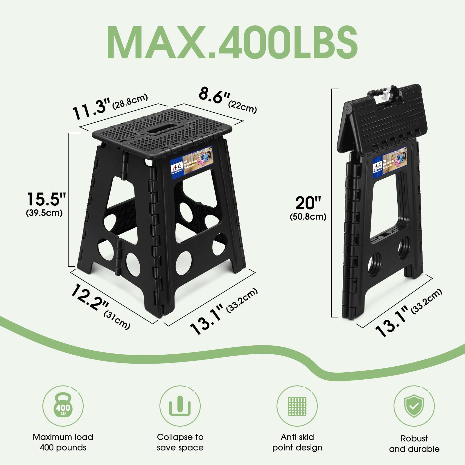 ACKO folding step stool in kitchen use for reaching high shelves safely.