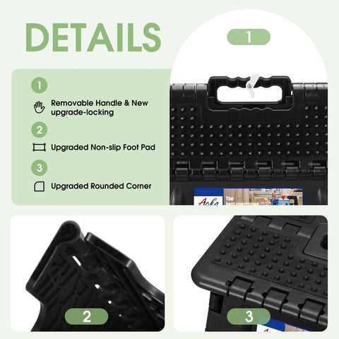 ACKO folding step stool with non-slip surface ensures secure footing.