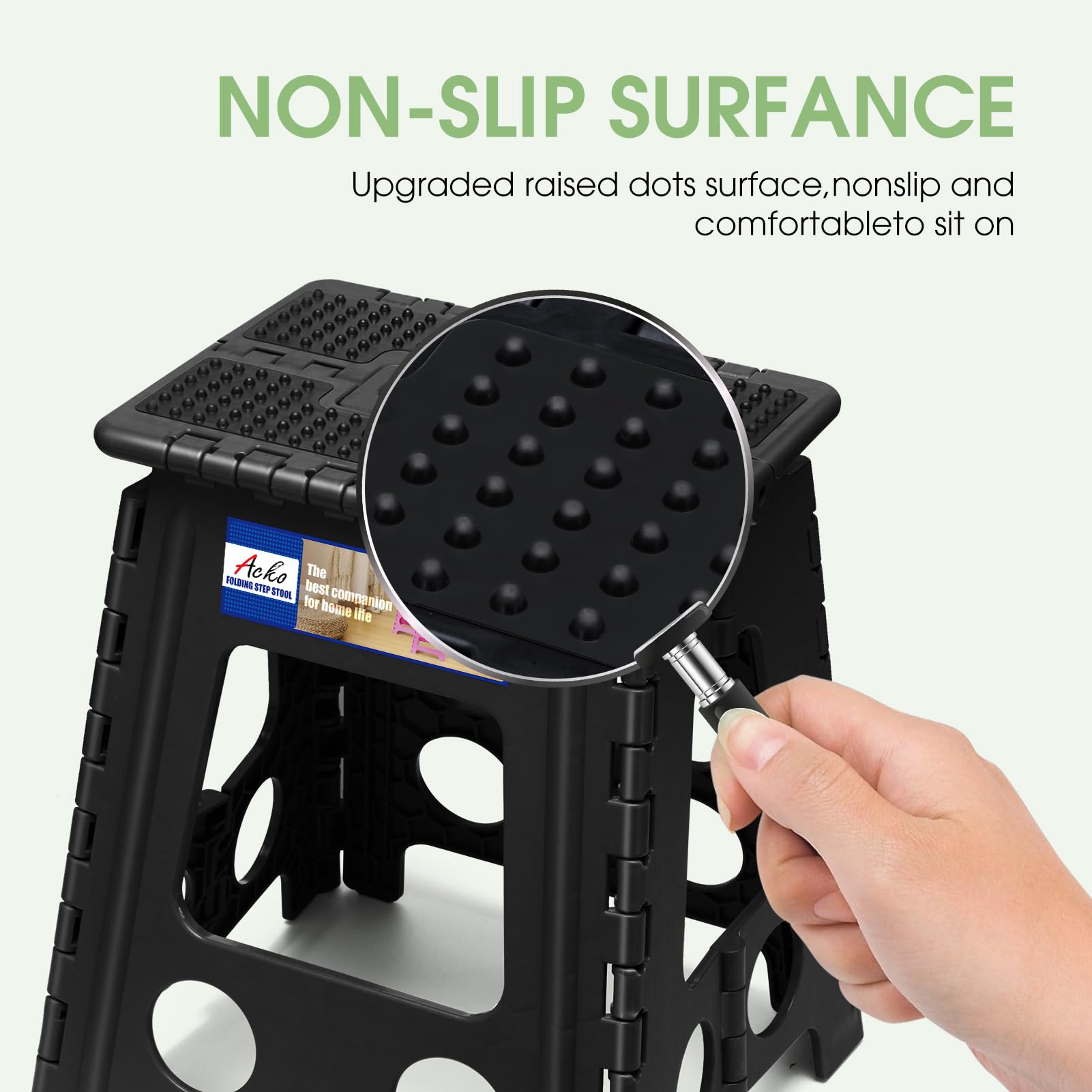 ACKO stool tucked under a desk to save space.