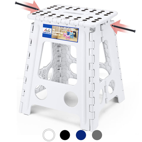 ACKO folding step stool 16-inch open for easy reach and stability.