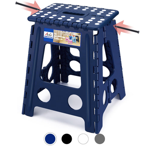 ACKO folding step stool royal blue offers stable reach for kitchen cabinets.