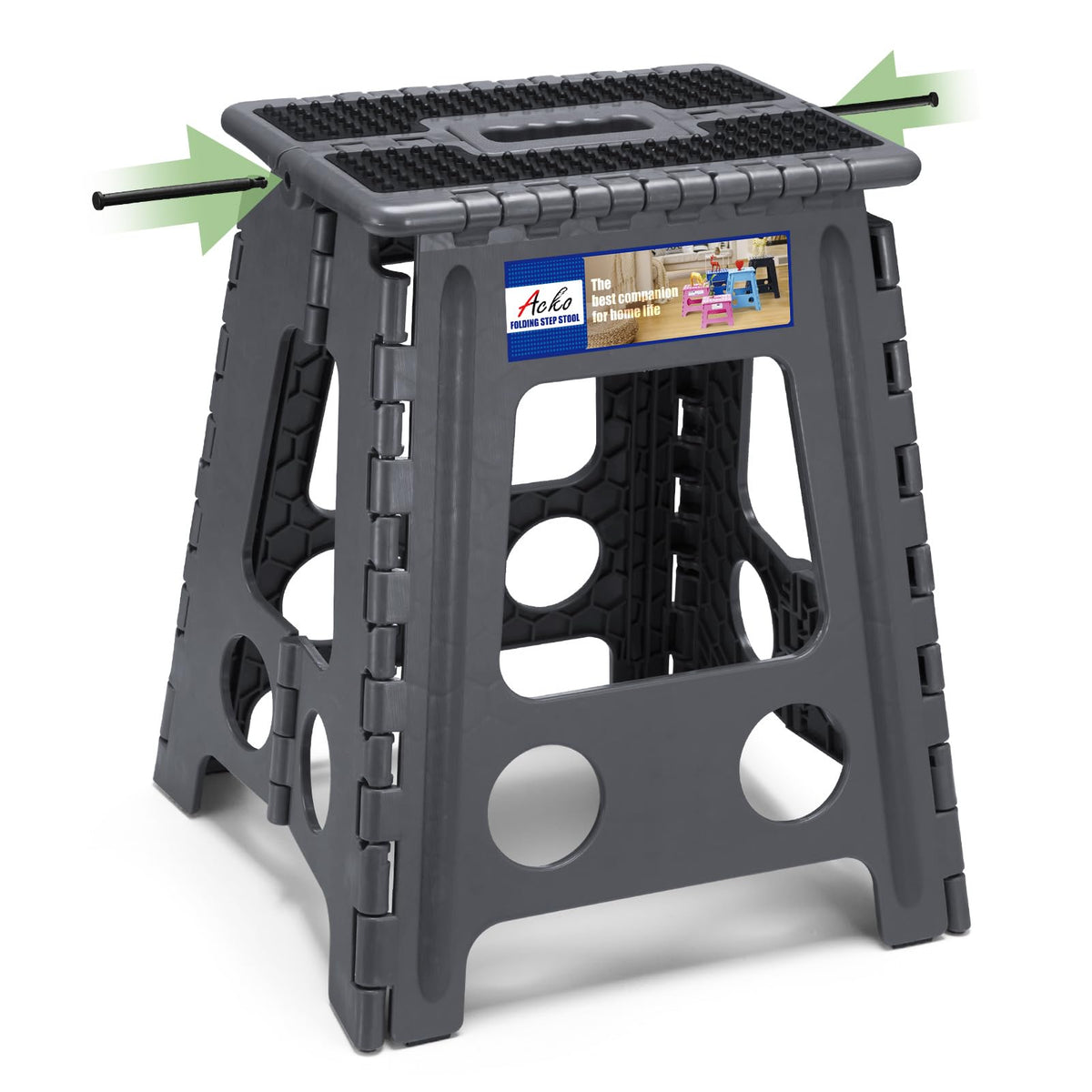 ACKO folding step stool 16 inch with handle offers sturdy daily support.