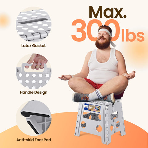 ACKO folding step stool folded flat saves space under desks.