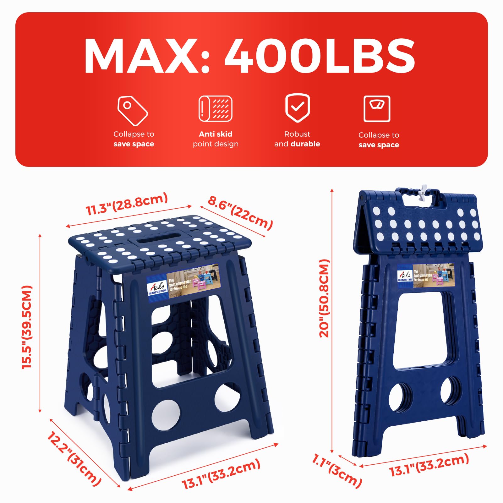 ACKO folding step stool helps kitchen tasks and high shelves.