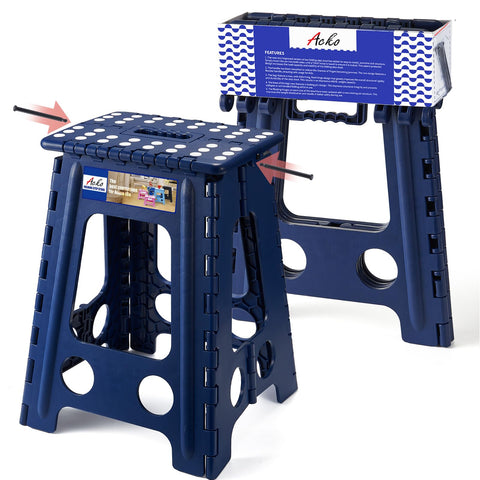 Acko folding step stool folded for compact storage, ideal in small kitchens.