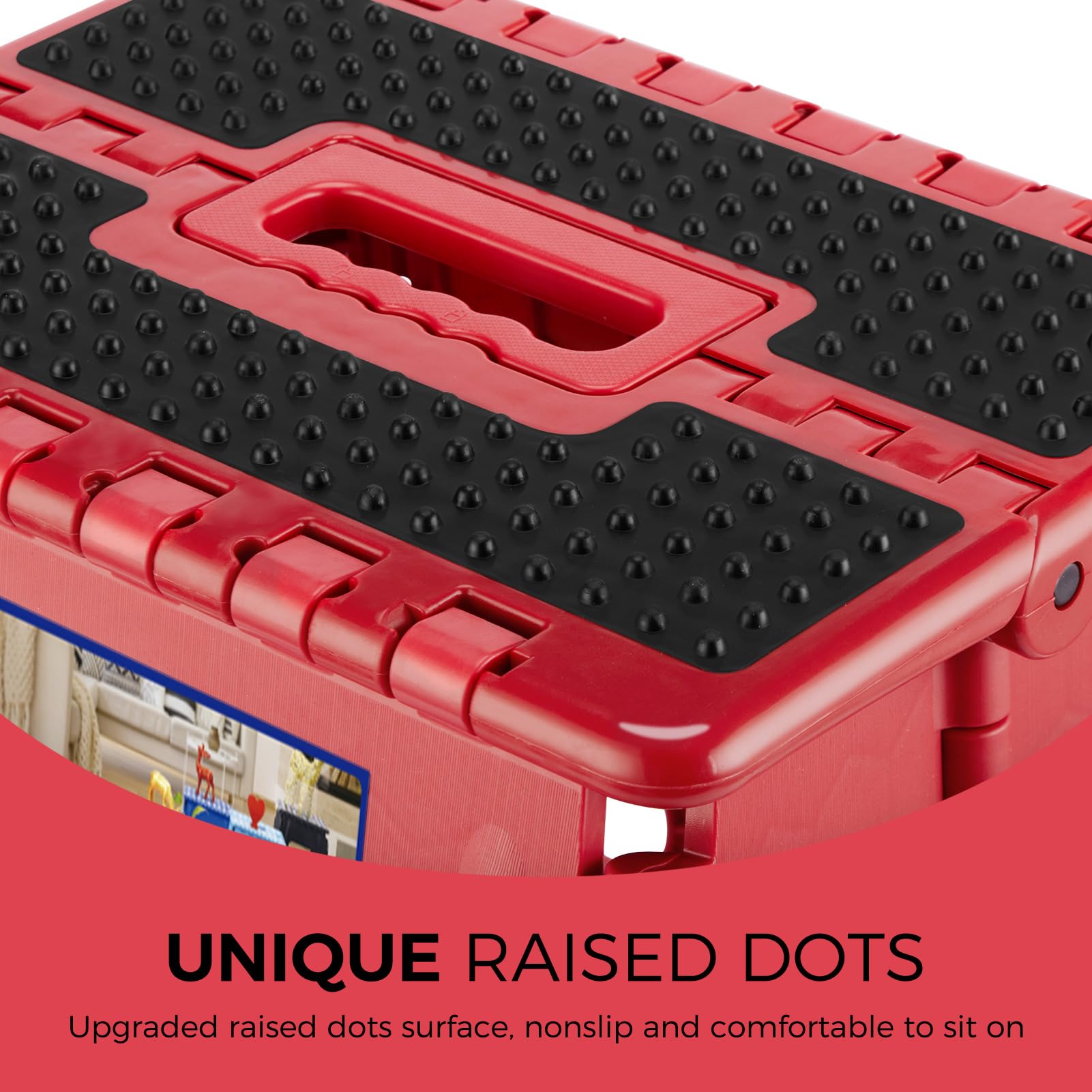 ACKO safety-upgrade folding stool shows enhanced bar and stability design.