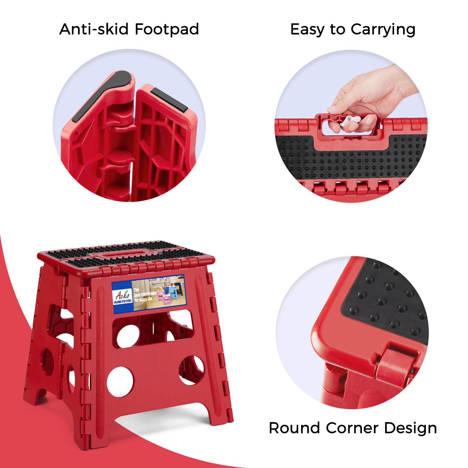 ACKO dot red design adds friendly color to kitchen or workshop.