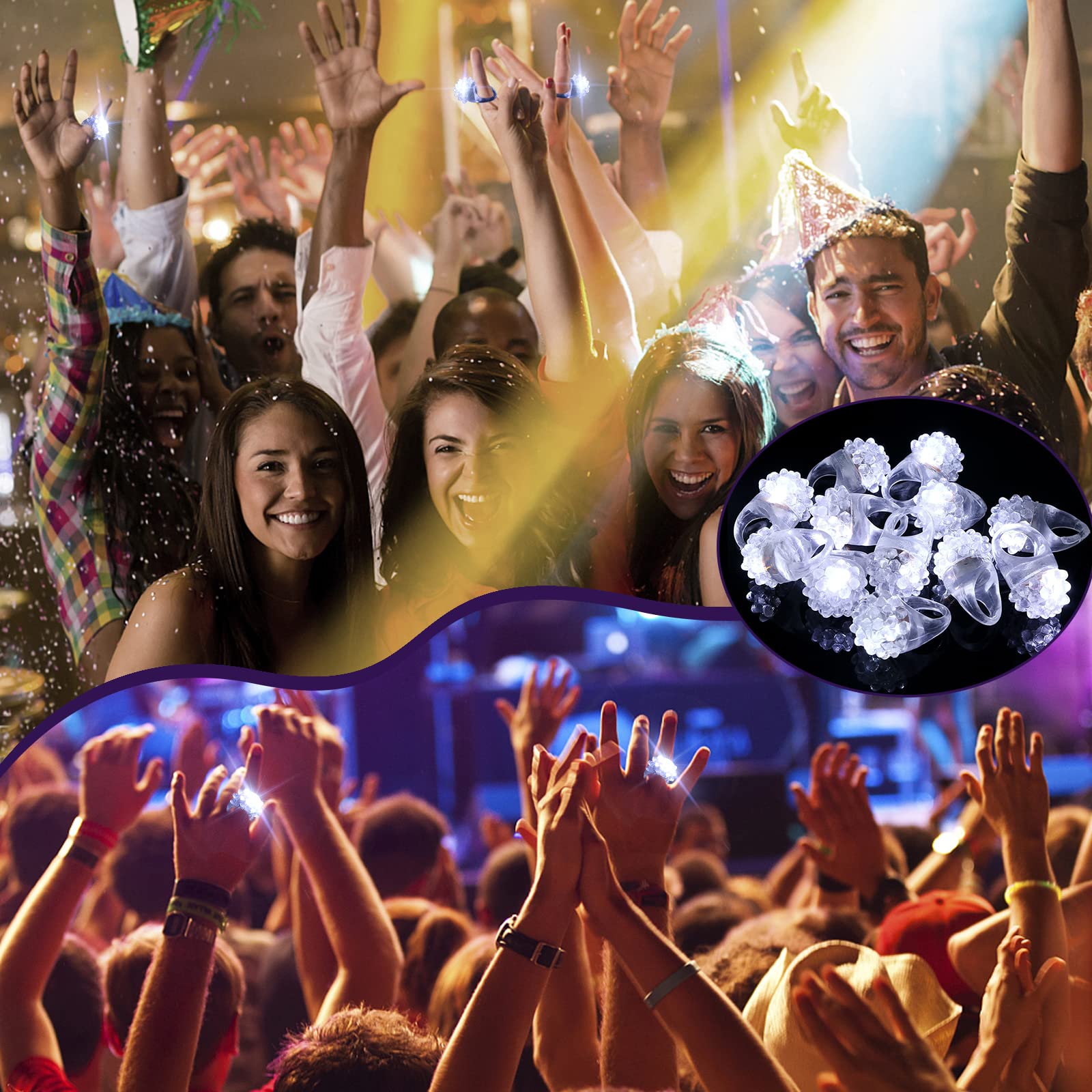 Acmee waterproof LED ring worn in pool or rain showcasing durable, splash-friendly design.