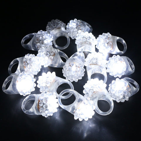 Acmee white LED jelly ring pack glowing for party fun and easy identification.