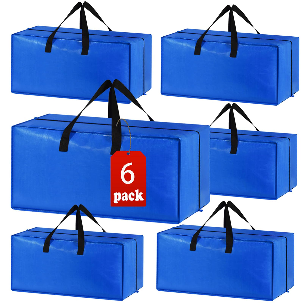 Acnusik 6-pack heavy-duty moving bags in blue, front view showing large capacity for moving