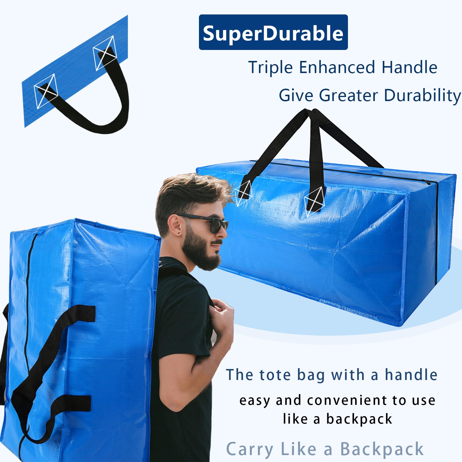Acnusik 8-pack blue bags compatible with IKEA Frakta cart