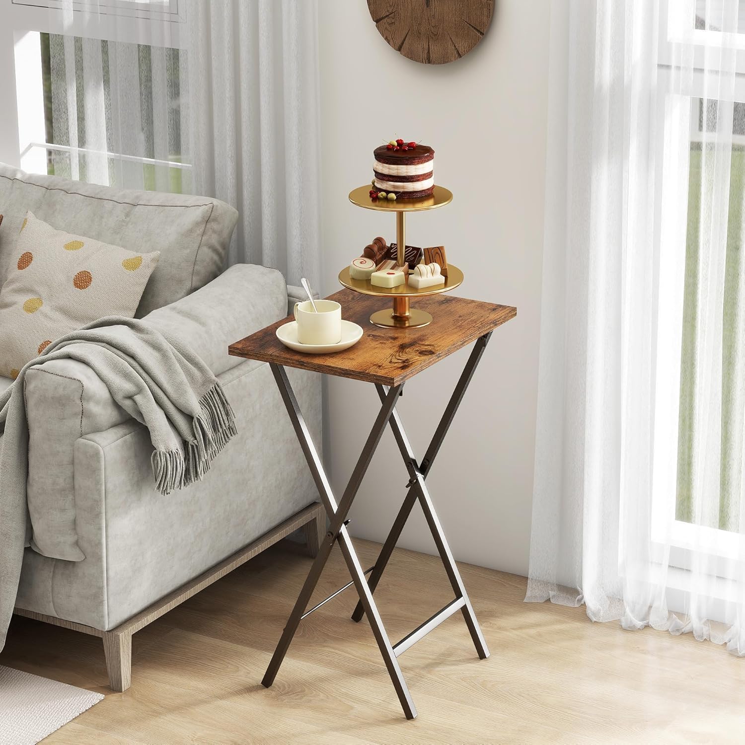 Acovy TV Tray Durable Metal Frame highlights strong support for laptops and drinks.