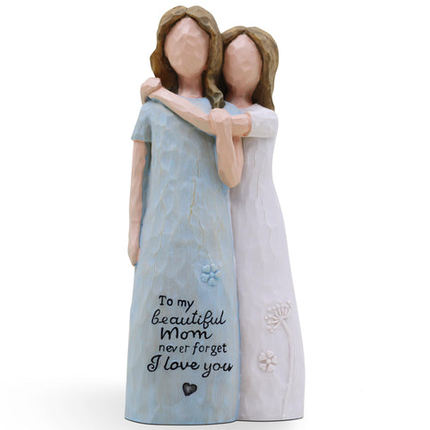 AcowSpt birthday gift mom figurine, front view, highlighting the tender mother-daughter bond.