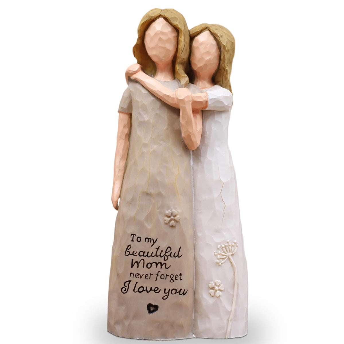 AcowSpt mom-daughter figurine with almond rose brown; a heartfelt decorative keepsake