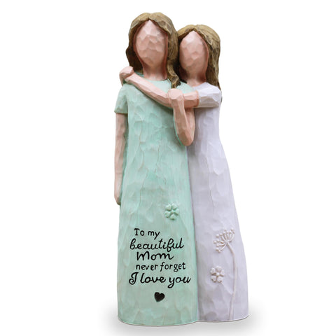 AcowSpt mom-daughter figurine in an embrace highlighting love.