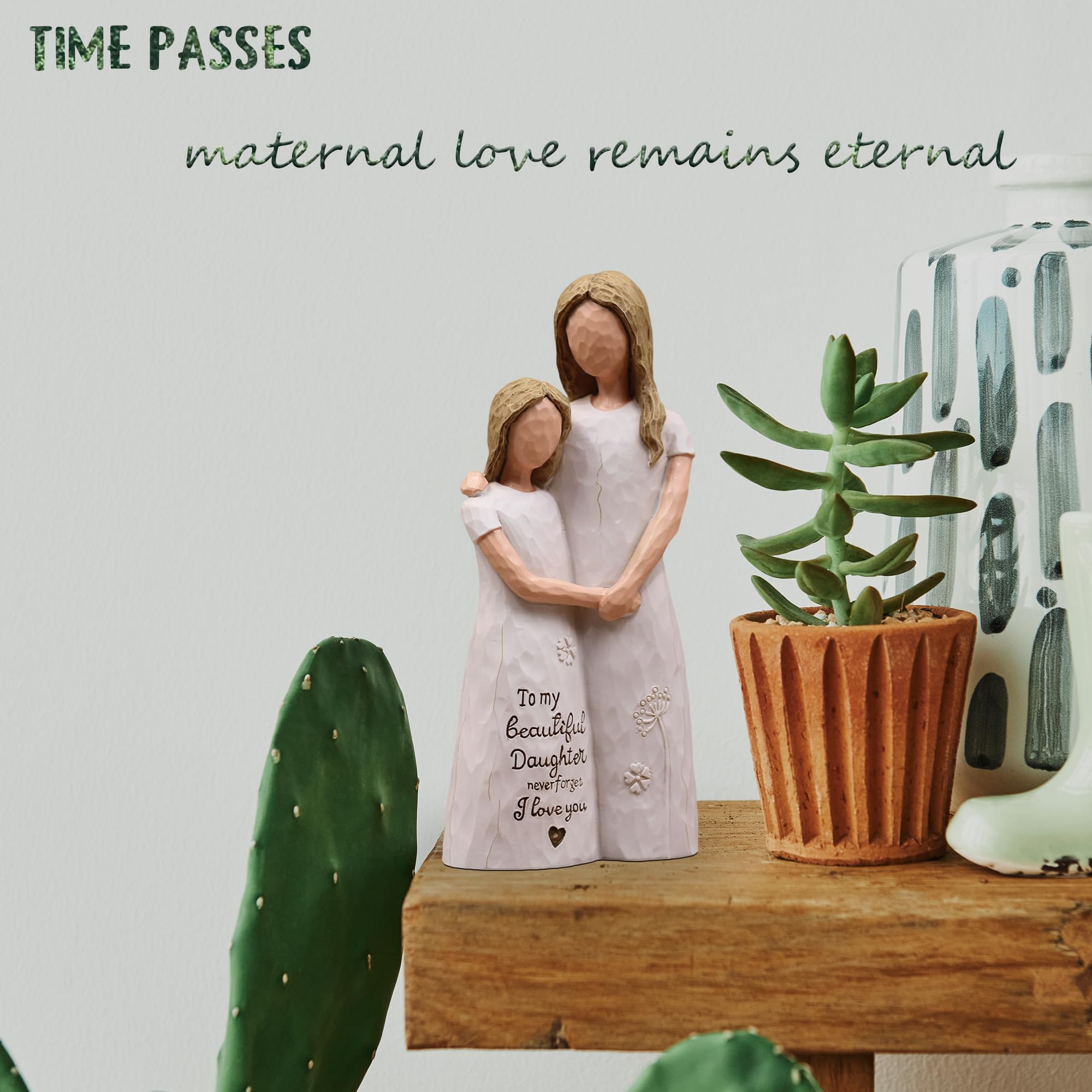 AcowSpt mother-daughter embrace figurine provides cozy home decor with sentimental meaning.