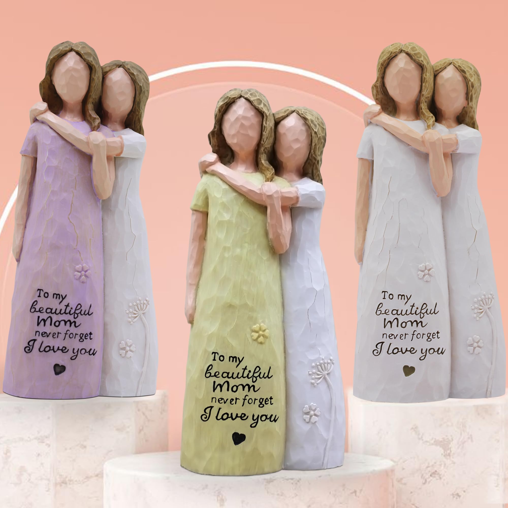 AcowSpt packaged-mom-daughter-figurine-yellow ships safely in a gift-ready box.