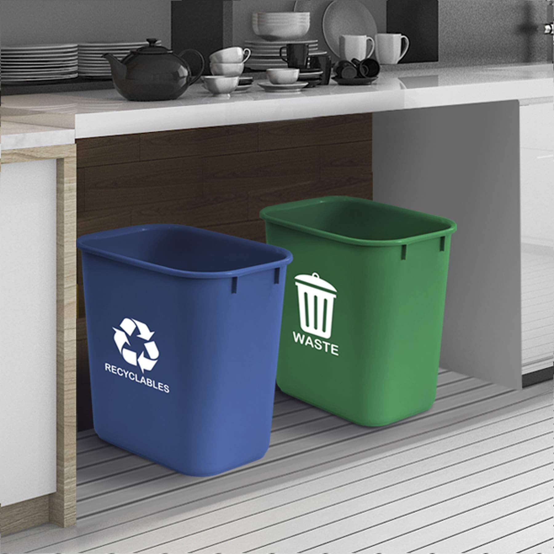Acrimet wastebasket anti-locking stack design saves space in crowded rooms