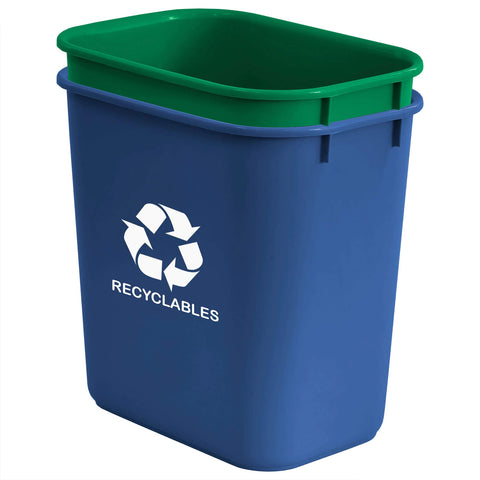 Acrimet wastebasket blue bin for recyclables with symbols to help sorting