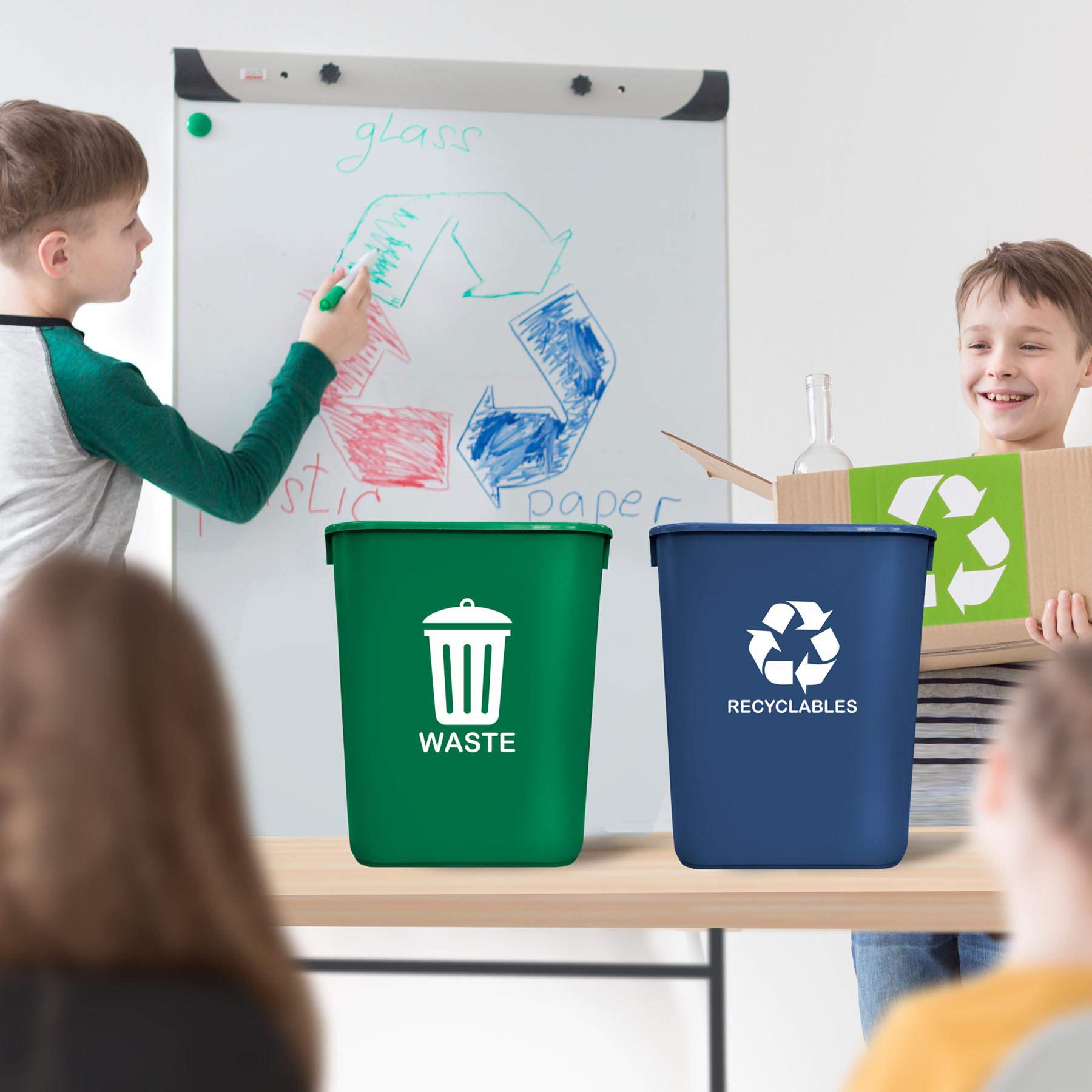 Acrimet wastebasket durable plastic construction withstands daily office use