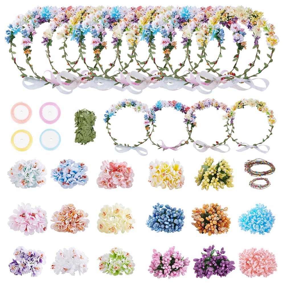 ACRNIGHEET Flower Crown Kit contents laid out for family crafting at home.