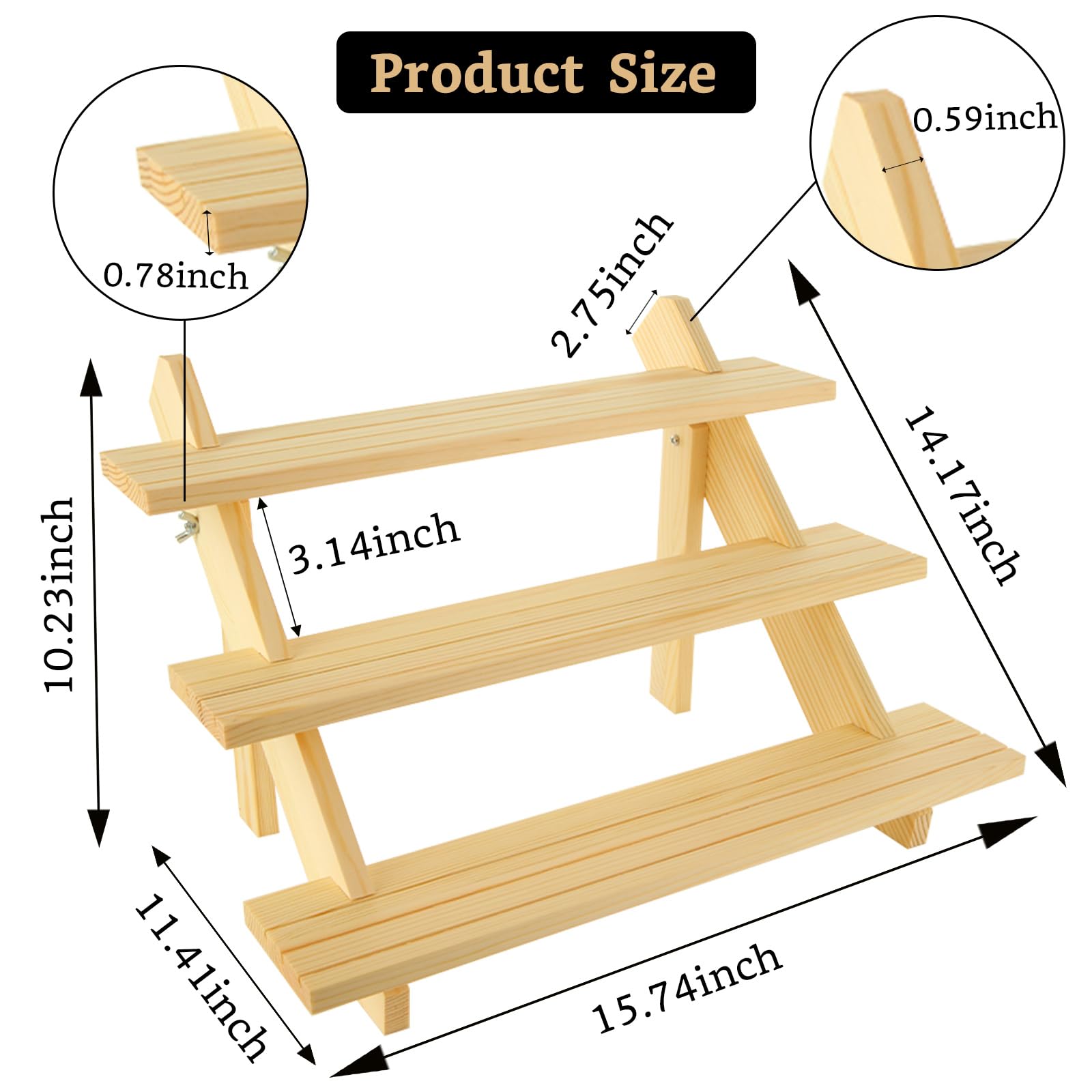 Acrux7 front angle highlights three-tier wooden display with natural wood grain