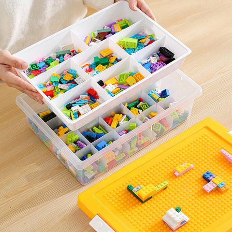 Acshio Building Block Organizer Bin durable PP plastic for lasting use and simple cleaning.