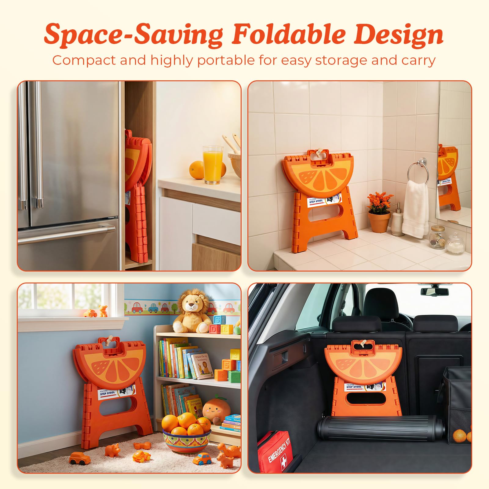 ACSTEP bathroom task stool in orange for elevated access