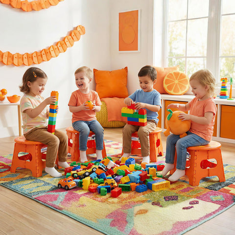 ACSTEP family engagement stool in orange for shared chores