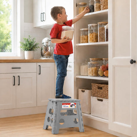 ACSTEP foldable stool by the sink for brushing teeth and handwashing tasks