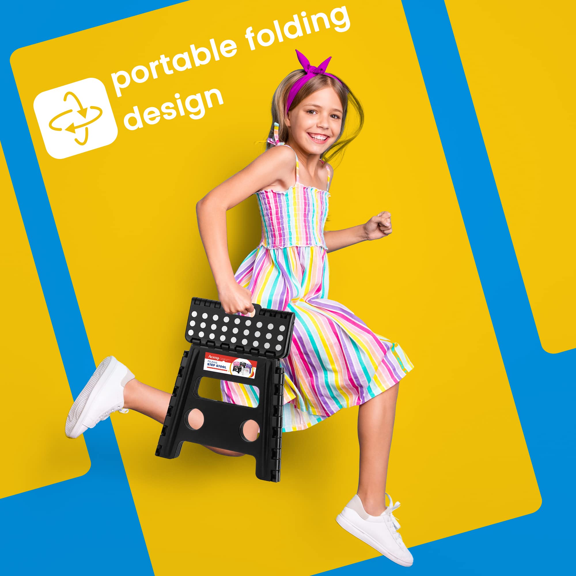 ACSTEP folding stool with carrying handle for easy transport