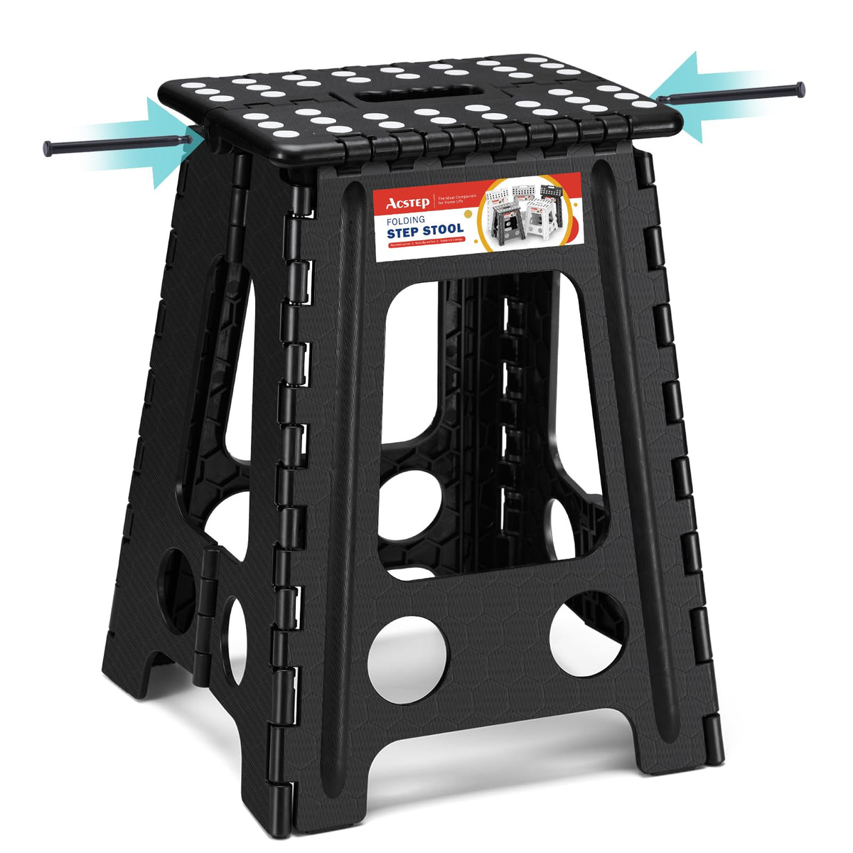 ACSTEP folding step stool with handle for stable reach