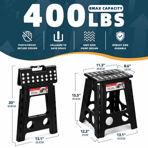 ACSTEP folding step stool non-slip surface for safe bathroom and kitchen use.